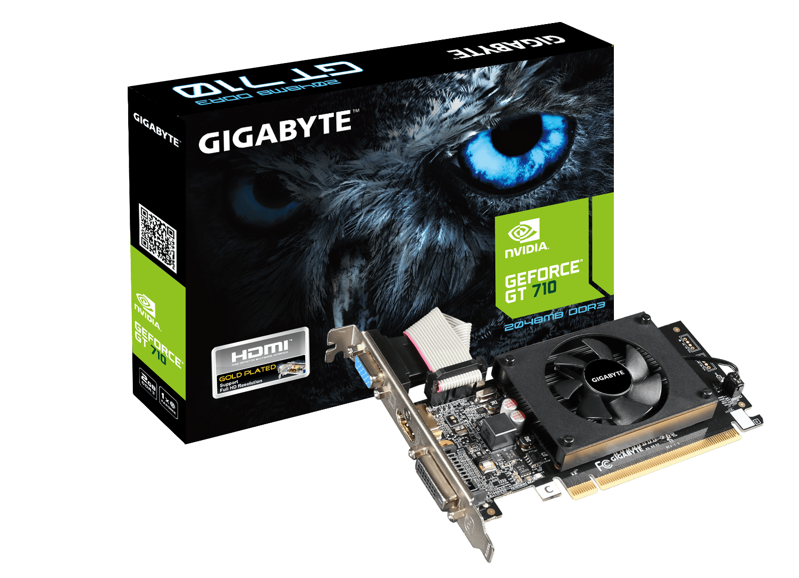 Gigabyte GeForce GT 710 (GDDR3) Low Profile 2G with Dual-link DVI-D, D-Sub, HDMI