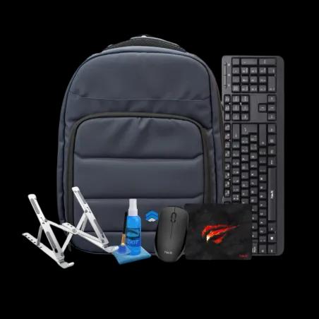 Free Bag, Wireless Mouse, Mousepad, Cleaning Kit, Laptop Stand and Keyboard