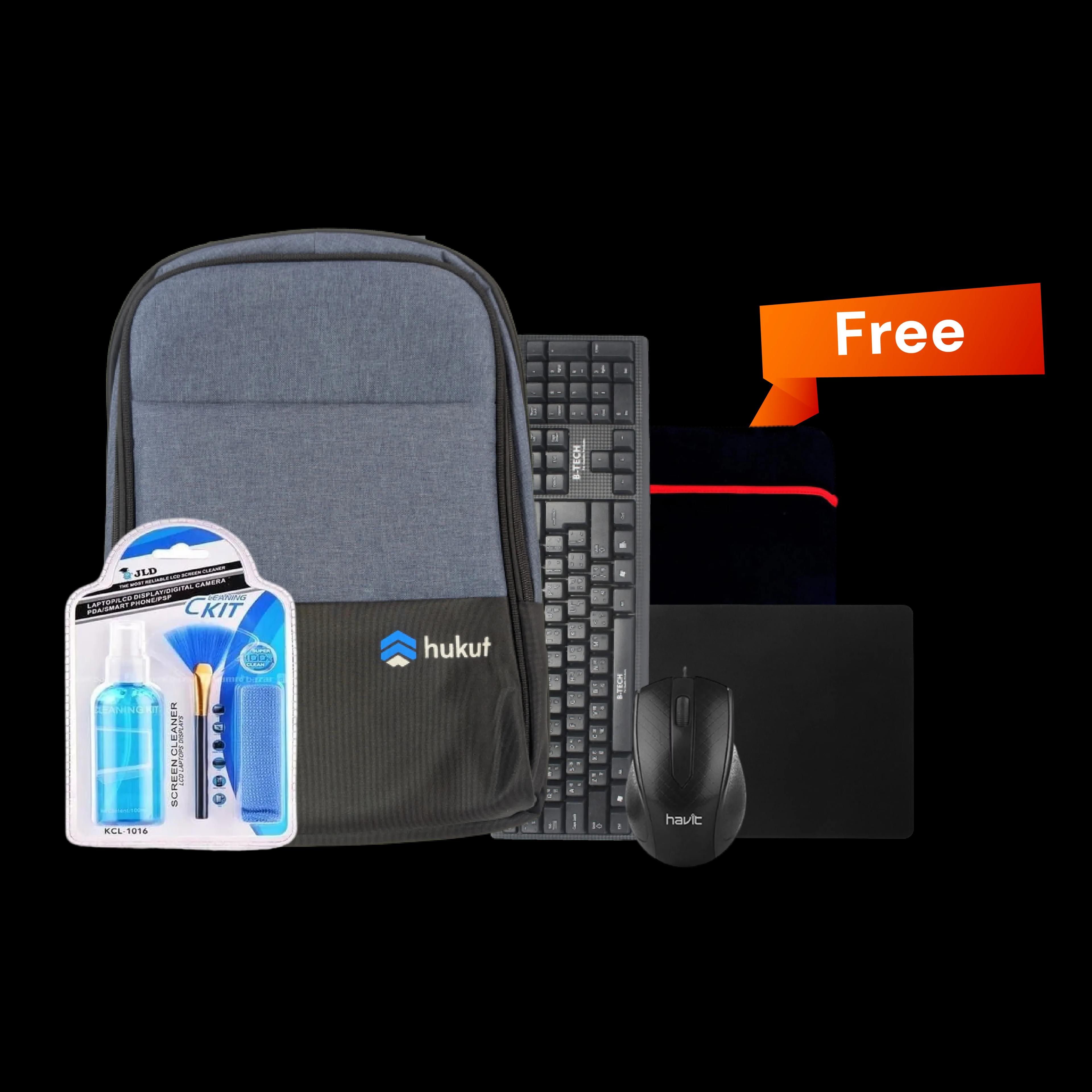 Free Bag, Mouse , Mousepad, Cleaning Kit, InnerBag and Keyboard