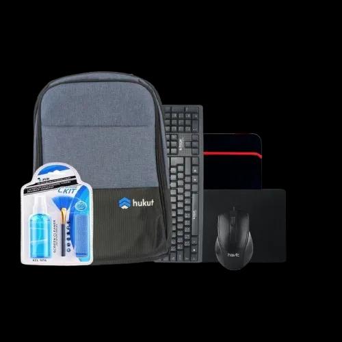 Bag + Mouse + Mousepad + Keyboard + Cleaning kit and Inner Bag