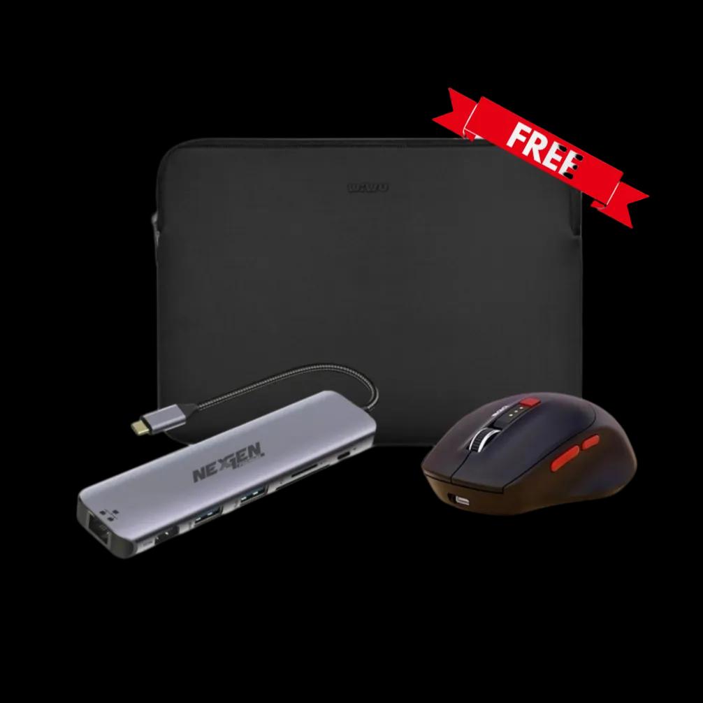 Free 7in1 Hub, Track Rechargeable Mouse and WiWU Sleeve