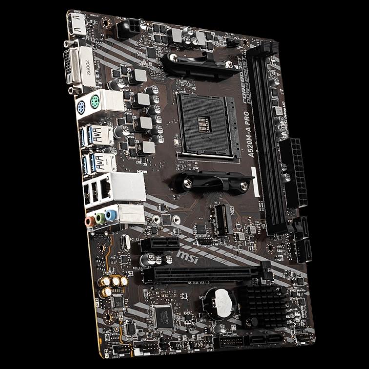 MSI M/Board AMD 3rd Gen Ryzen AM4 CPU, mATX Motherboard A520M-A PRO