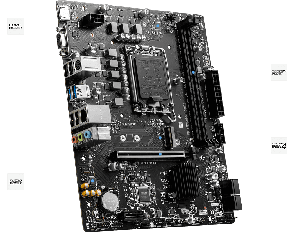 MSI M/Board PRO B760M-E DDR4 Intel 12th and 13th Gen