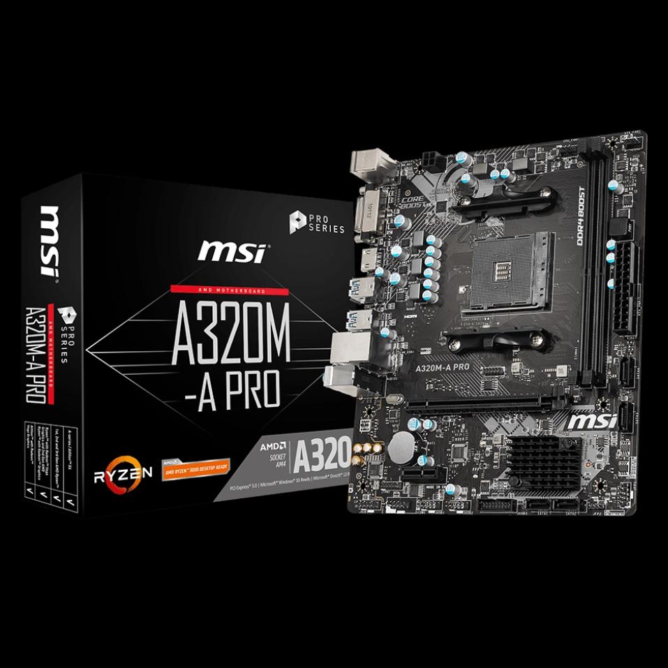MSI AMD 1st, 2nd 3rd Gen Ryzen AM4 CPU, mATX Motherboard A320M-A